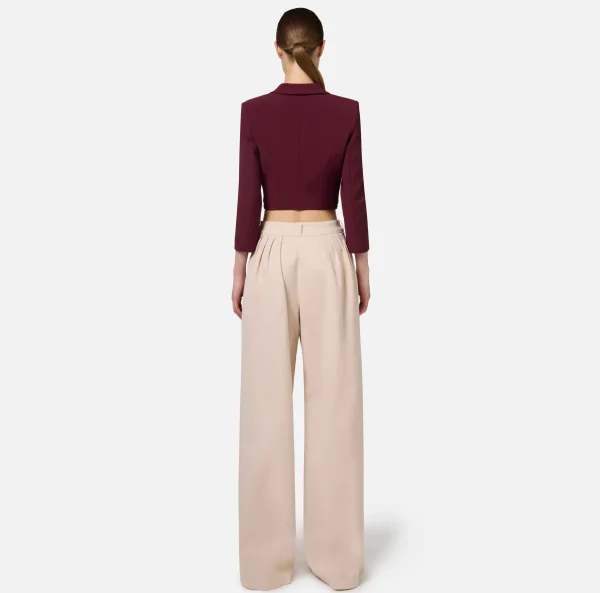 Elisabetta Franchi Jeans^Jeans a gamba larga in cotone tinto con pinces Lattice