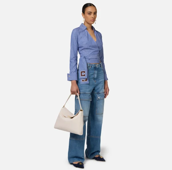 Elisabetta Franchi Jeans^Jeans cargo in cotone LightBlue