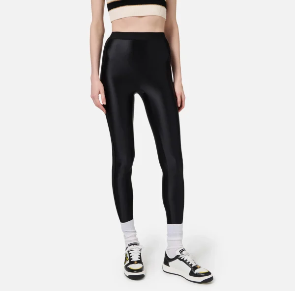 Elisabetta Franchi Pantaloni E Shorts^Leggings in lycra lucida con elastico logato Nero