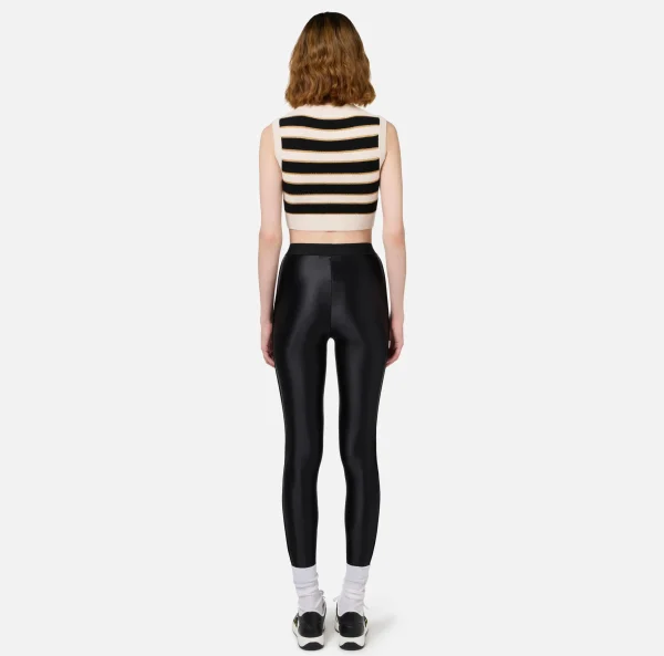 Elisabetta Franchi Pantaloni E Shorts^Leggings in lycra lucida con elastico logato Nero