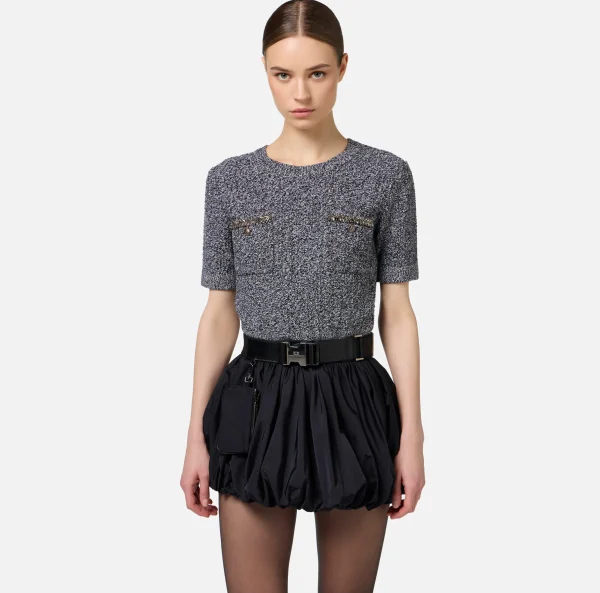Elisabetta Franchi Maglieria E Felpe^Maglia cropped in lana bouclé con ricamo Salepepe