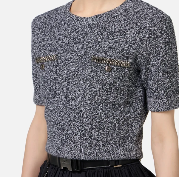 Elisabetta Franchi Maglieria E Felpe^Maglia cropped in lana bouclé con ricamo Salepepe