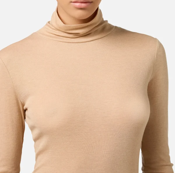 Elisabetta Franchi Top, T-Shirt & Body^Maglia dolcevita in jersey e lana con logo Avorio
