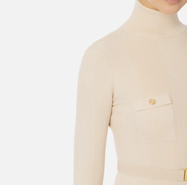 Elisabetta Franchi Maglieria E Felpe^Maglia dolcevita in lyocell e seta a costine con ricamo logo Lattice