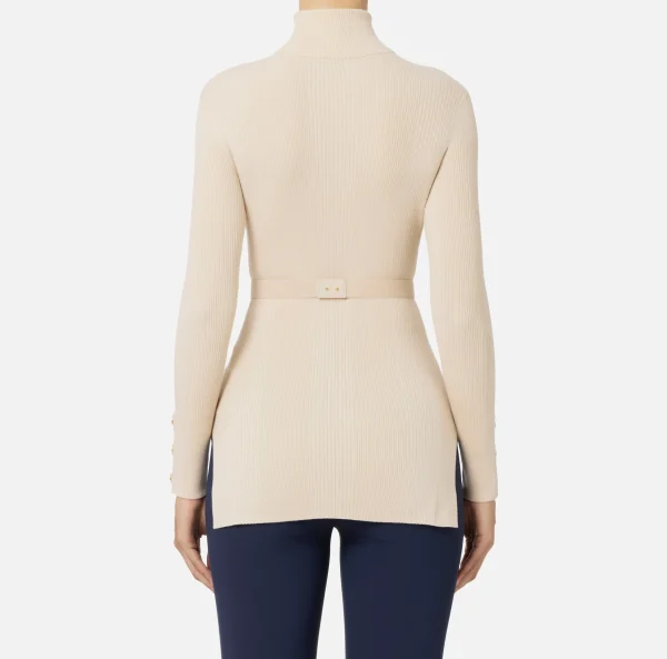 Elisabetta Franchi Maglieria E Felpe^Maglia dolcevita in lyocell e seta a costine con ricamo logo Lattice