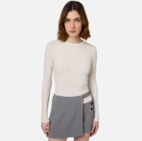 Elisabetta Franchi Maglieria E Felpe^Maglia girocollo in viscosa e lurex a costine Avorio