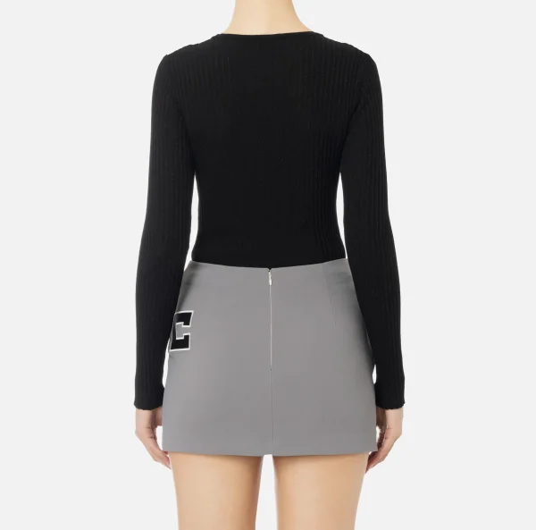 Elisabetta Franchi Maglieria E Felpe^Maglia girocollo in viscosa e lurex a costine Nero