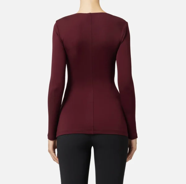Elisabetta Franchi Top, T-Shirt & Body^Maglia in jersey con drappeggio RougeNoir