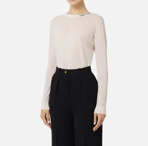 Elisabetta Franchi Maglieria E Felpe^Maglia in lana merino con logo jacquard in contrasto Lattice