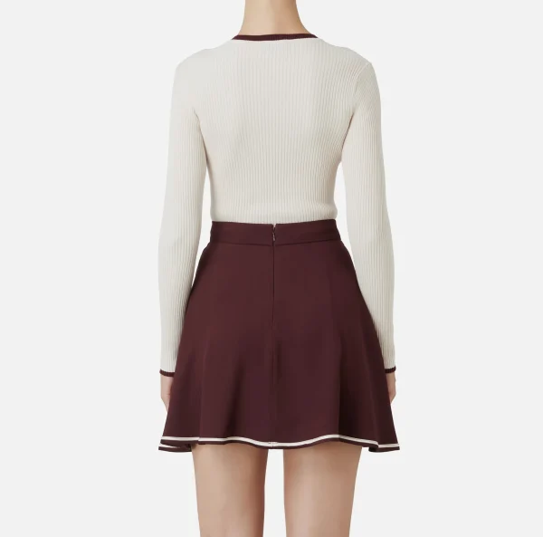 Elisabetta Franchi Maglieria E Felpe^Maglia in viscosa con logo college Burro/RougeNoir