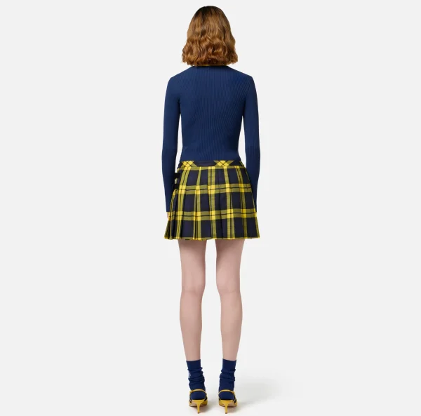 Elisabetta Franchi Maglieria E Felpe^Maglia in viscosa con logo college Navy/Mimosa