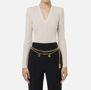 Elisabetta Franchi Maglieria E Felpe^Maglia in viscosa lucida a costine Lattice