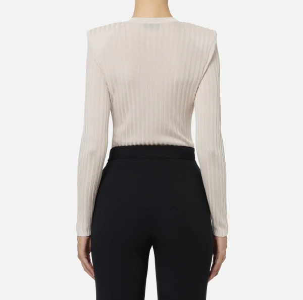 Elisabetta Franchi Maglieria E Felpe^Maglia in viscosa lucida a costine Lattice