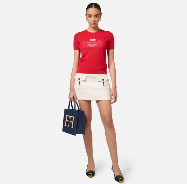 Elisabetta Franchi Maglieria E Felpe^Maglia in viscosa punto rete con intarsio RedPassion