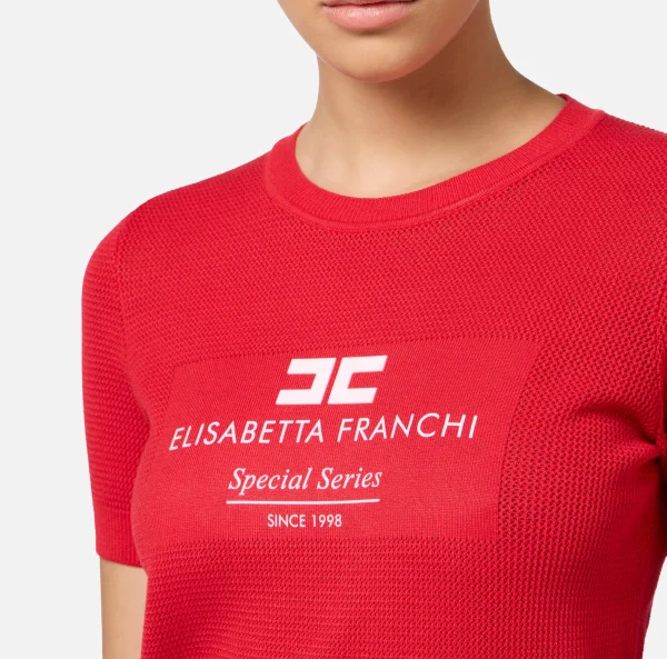 Elisabetta Franchi Maglieria E Felpe^Maglia in viscosa punto rete con intarsio RedPassion