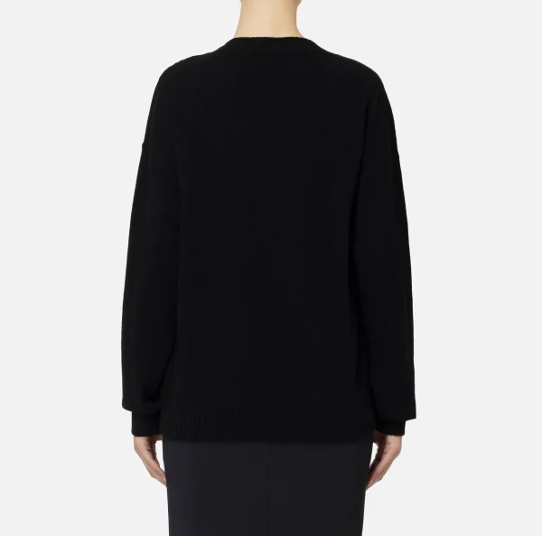 Elisabetta Franchi Maglieria E Felpe^Maglia incrociata in lana con logo Nero/Burro