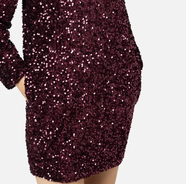 Elisabetta Franchi Red Carpet | Abiti Red Carpet^Miniabito boxy in ciniglia ricamata con pailettes RougeNoir