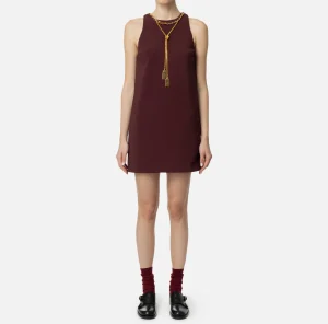 Elisabetta Franchi Mini Abiti | Abiti^Miniabito boxy in crêpe con collana RougeNoir