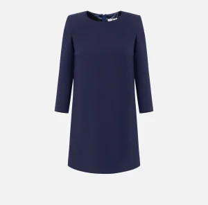 Elisabetta Franchi Mini Abiti | Abiti^Miniabito boxy in crêpe con inserto in vela Navy