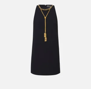 Elisabetta Franchi Mini Abiti | Abiti^Miniabito boxy in crêpe con collana Nero