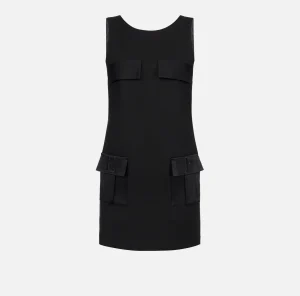 Elisabetta Franchi Mini Abiti | Abiti^Miniabito boxy in crêpe con tasche Nero