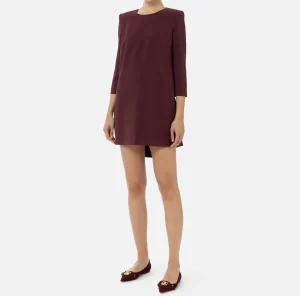 Elisabetta Franchi Mini Abiti | Abiti^Miniabito boxy in crêpe con inserto in vela RougeNoir