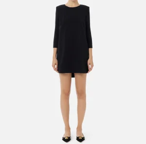 Elisabetta Franchi Mini Abiti | Abiti^Miniabito boxy in crêpe con inserto in vela Nero