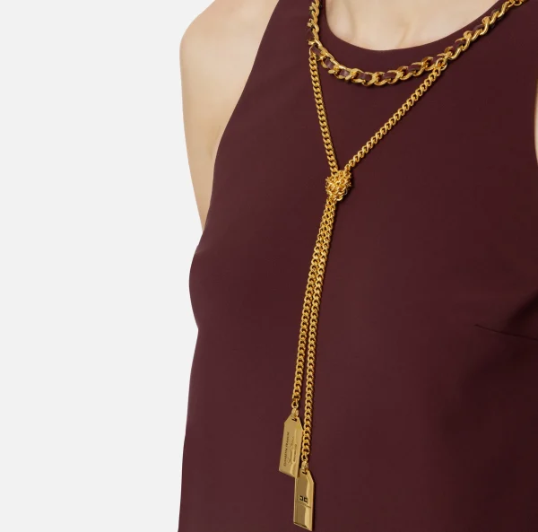 Elisabetta Franchi Mini Abiti | Abiti^Miniabito boxy in crêpe con collana RougeNoir