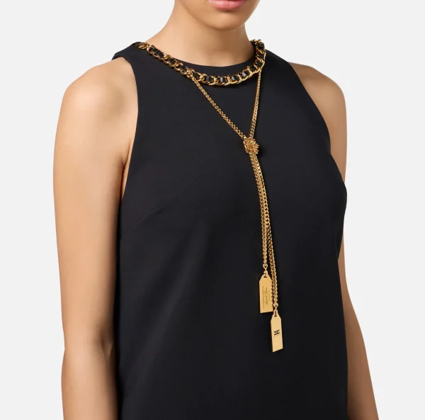 Elisabetta Franchi Mini Abiti | Abiti^Miniabito boxy in crêpe con collana Nero