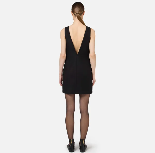 Elisabetta Franchi Mini Abiti | Abiti^Miniabito boxy in crêpe con tasche Nero