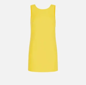 Elisabetta Franchi Mini Abiti | Abiti^Miniabito boxy in crêpe fluido con scollo e fiocco Mimosa