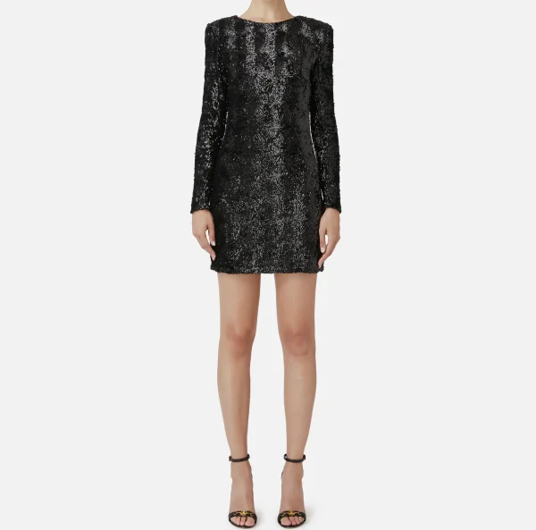 Elisabetta Franchi Abiti Red Carpet | Mini Abiti^Miniabito boxy in tulle ricamato con paillettes Nero