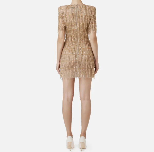 Elisabetta Franchi Abiti | Abiti Red Carpet^Miniabito boxy in tulle ricamato con paillettes Gold