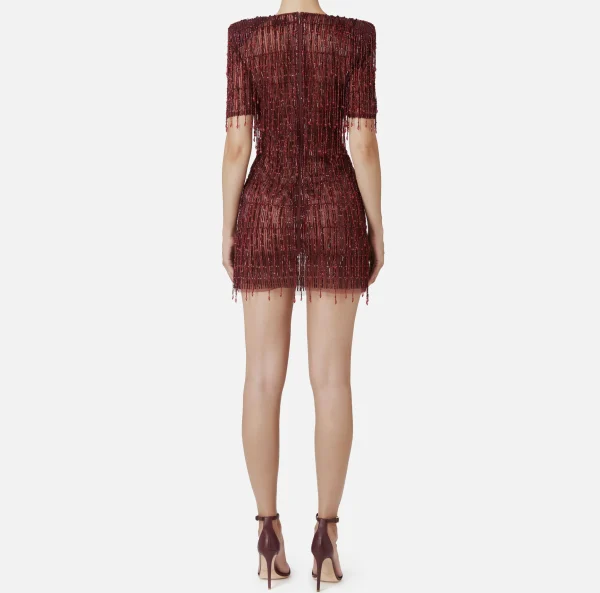 Elisabetta Franchi Abiti | Abiti Red Carpet^Miniabito boxy in tulle ricamato con paillettes RougeNoir