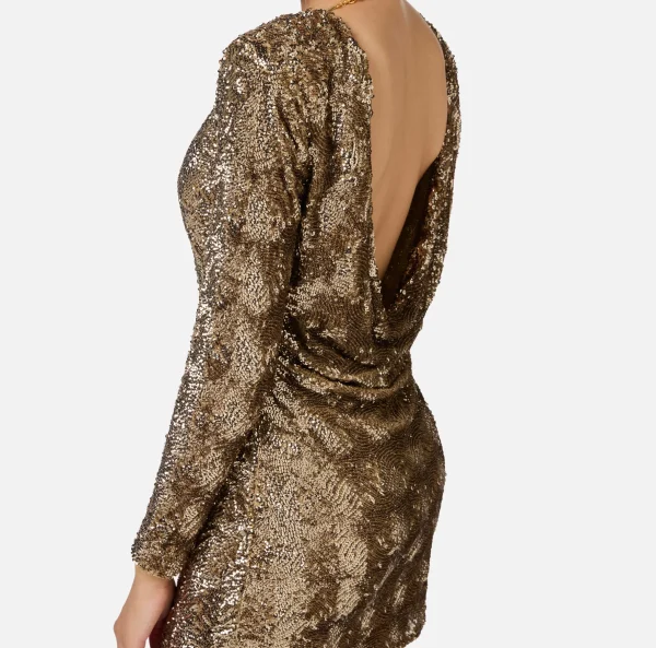 Elisabetta Franchi Abiti Red Carpet | Mini Abiti^Miniabito boxy in tulle ricamato con paillettes Camel