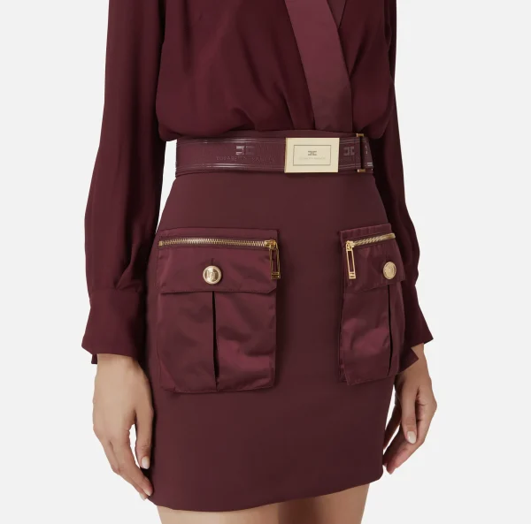 Elisabetta Franchi Mini Abiti | Abiti^Miniabito con camicia incrociata e gonna con tasche RougeNoir