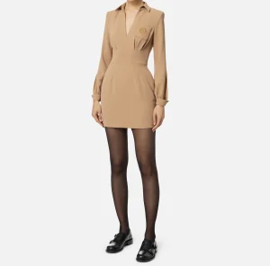 Elisabetta Franchi Mini Abiti | Abiti^Miniabito in crêpe con camicia e ricamo stemma Camel