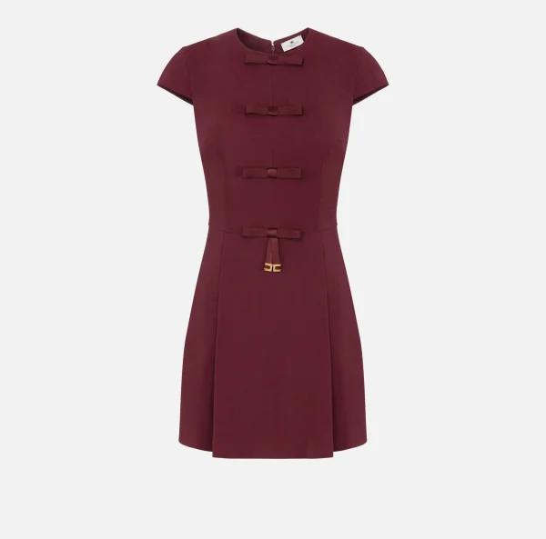 Elisabetta Franchi Mini Abiti | Abiti^Miniabito in crêpe con fiocchi in raso RougeNoir