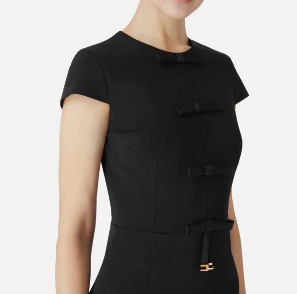 Elisabetta Franchi Mini Abiti | Abiti^Miniabito in crêpe con fiocchi in raso Nero