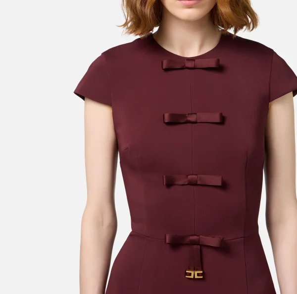 Elisabetta Franchi Mini Abiti | Abiti^Miniabito in crêpe con fiocchi in raso RougeNoir