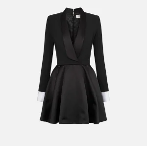 Elisabetta Franchi Mini Abiti | Abiti^Miniabito in crêpe con revers in raso Nero