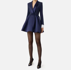 Elisabetta Franchi Mini Abiti | Abiti^Miniabito in crêpe con revers in raso Navy