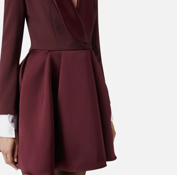 Elisabetta Franchi Mini Abiti | Abiti^Miniabito in crêpe con revers in raso RougeNoir