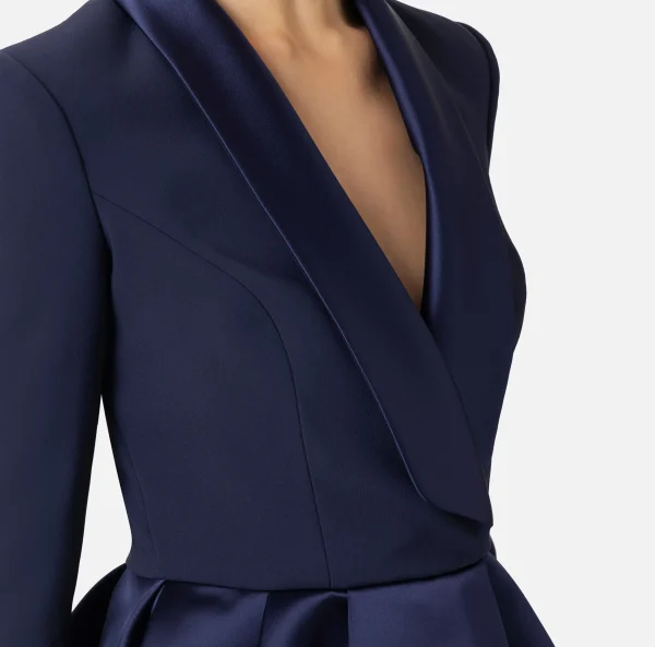 Elisabetta Franchi Mini Abiti | Abiti^Miniabito in crêpe con revers in raso Navy