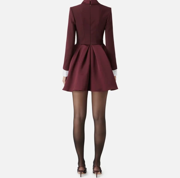 Elisabetta Franchi Mini Abiti | Abiti^Miniabito in crêpe con revers in raso RougeNoir