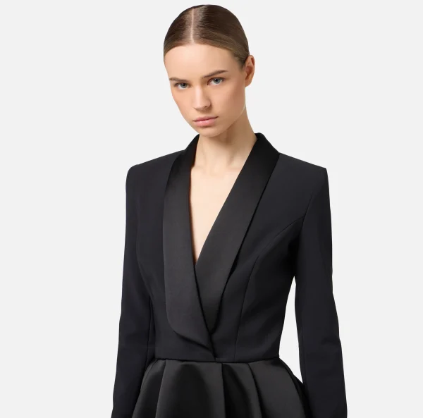 Elisabetta Franchi Mini Abiti | Abiti^Miniabito in crêpe con revers in raso Nero