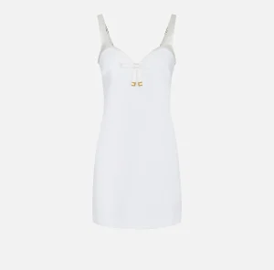 Elisabetta Franchi Mini Abiti | Abiti^Miniabito in crêpe con scollo a cuore in raso Avorio