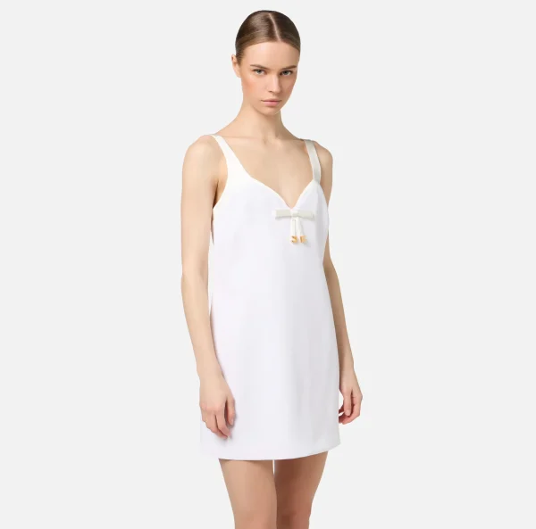 Elisabetta Franchi Mini Abiti | Abiti^Miniabito in crêpe con scollo a cuore in raso Avorio