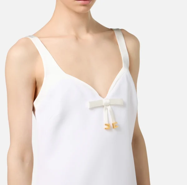 Elisabetta Franchi Mini Abiti | Abiti^Miniabito in crêpe con scollo a cuore in raso Avorio