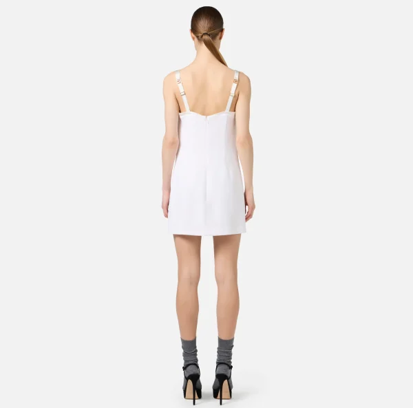 Elisabetta Franchi Mini Abiti | Abiti^Miniabito in crêpe con scollo a cuore in raso Avorio